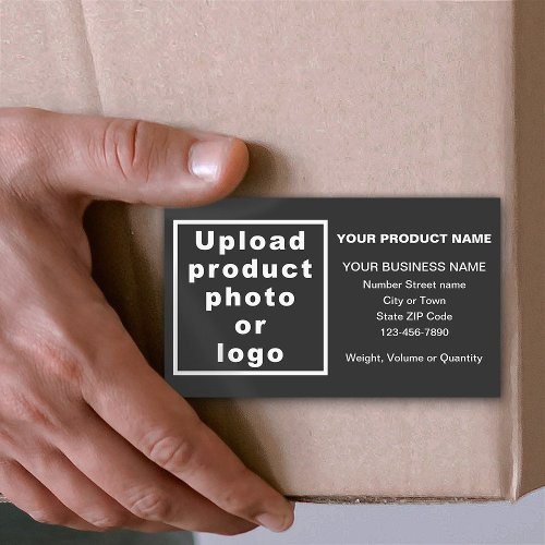Business Product Minimal Information on Black Rectangular Sticker