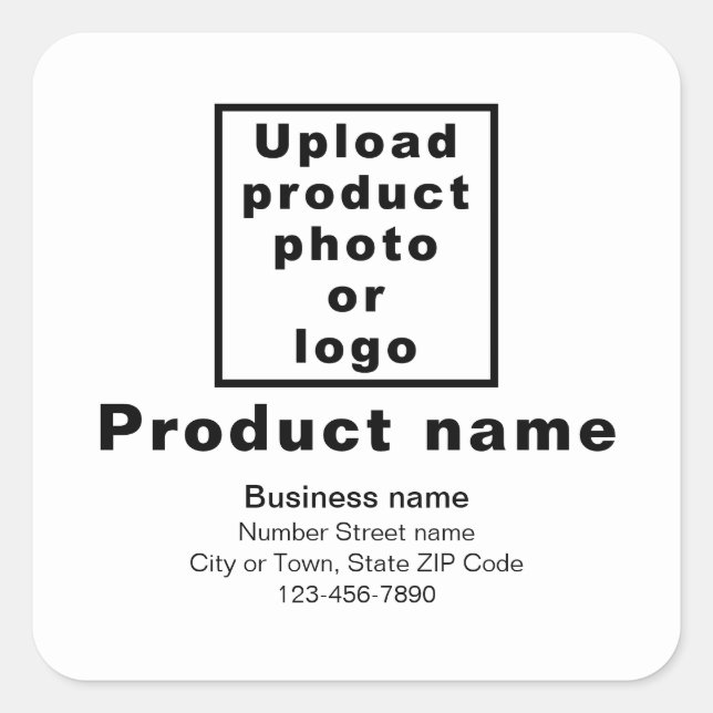 Business Product Minimal Information on White Square Sticker (Front)