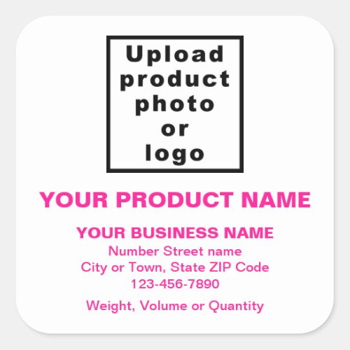 Business Product Pink Minimal Texts on White Square Sticker