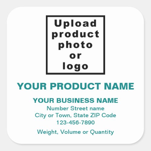 Business Product Teal Green Minimal Texts on White Square Sticker