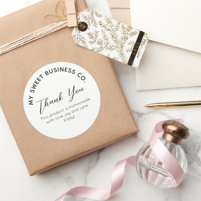 Business Product White Round Sticker (Gifting)