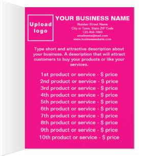 Business Products Services List Pink Folded Card