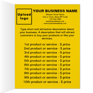 Business Products Services List Yellow Folded Card