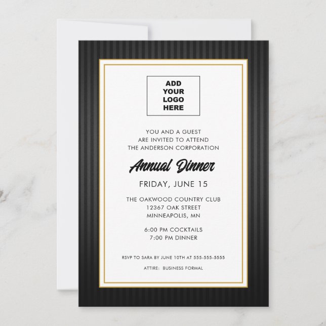 Business Professional Annual Dinner Add Logo Invitation (Front)