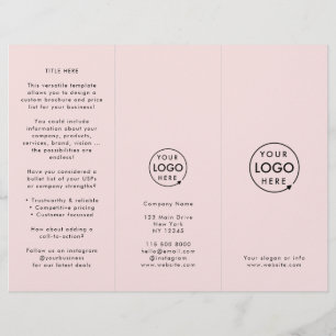Business Professional Blush Pink Trifold Brochure