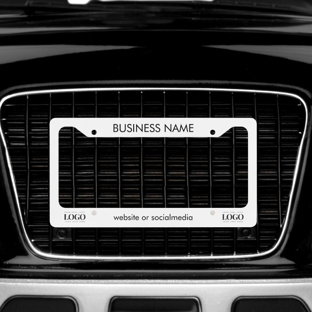 Business Professional Company Custom Logo & Text License Plate Frame (Creator Uploaded)