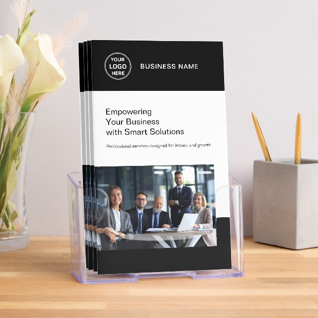 Business Professional Custom Logo QR Black Brochure (Insitu)