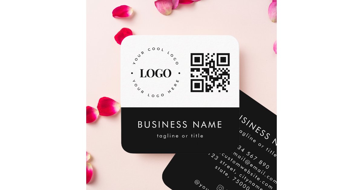 Business Professional Custom Logo QR Code Company Square Business Card ...