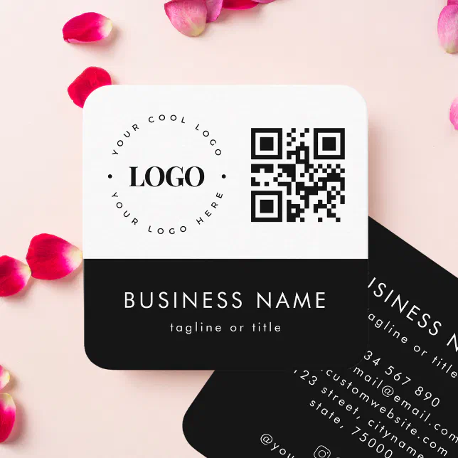 Business Professional Custom Logo QR Code Company Square Business Card ...