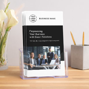 Business Professional Custom Logo QR White Black Brochure