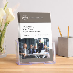 Business Professional Custom Logo Taupe Bi-Fold Brochure