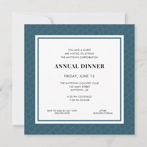 Business Professional Dinner  Blue Geometric Invitation