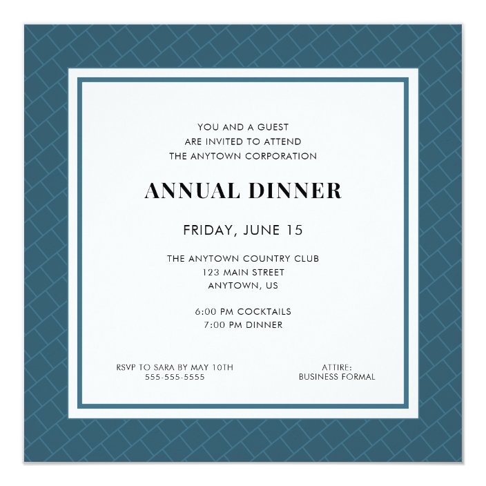 Business Professional Dinner | Blue Geometric Invitation | Zazzle.com