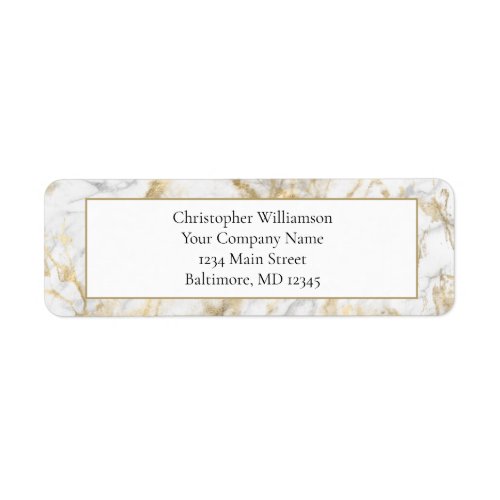 Business Professional Gold White Gray Marble Label