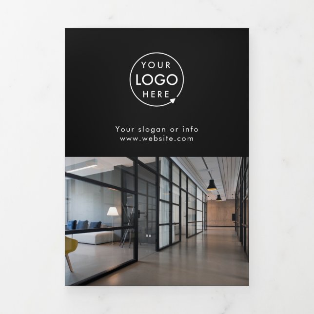 Business Professional Logo Black Tri-fold Brochure (Cover)