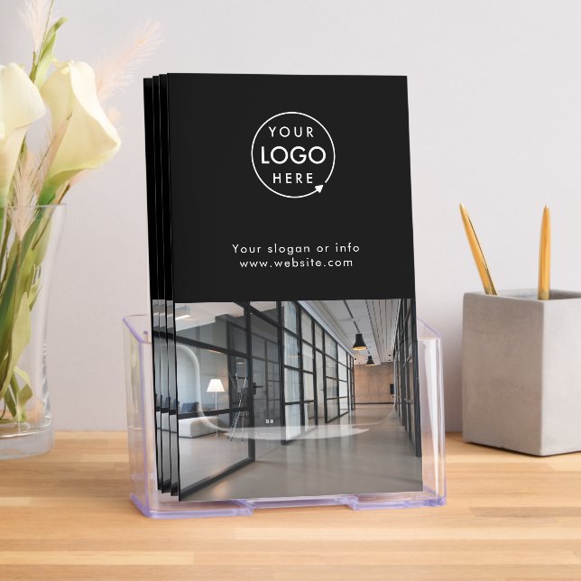 Business Professional Logo Custom Black Tri-fold Brochure (Insitu)