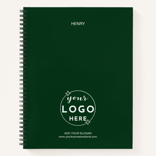Business Professional Logo  Minimalist Green Apron Notebook (Front)