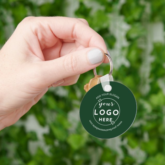 Business Professional Logo Minimalist Green Keychain (Hand)
