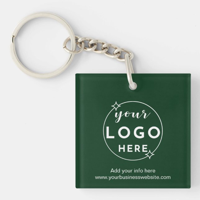  Business Professional Logo Minimalist Green Keychain (Front)