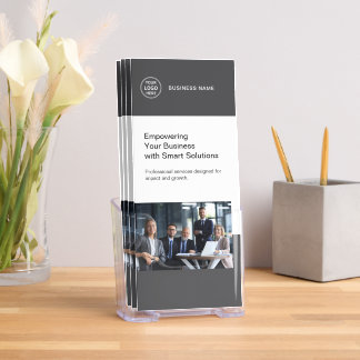 Business Professional Logo QR Gray Tri-Fold Brochure