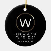 Business Professional Minimalist Monogram Ornament