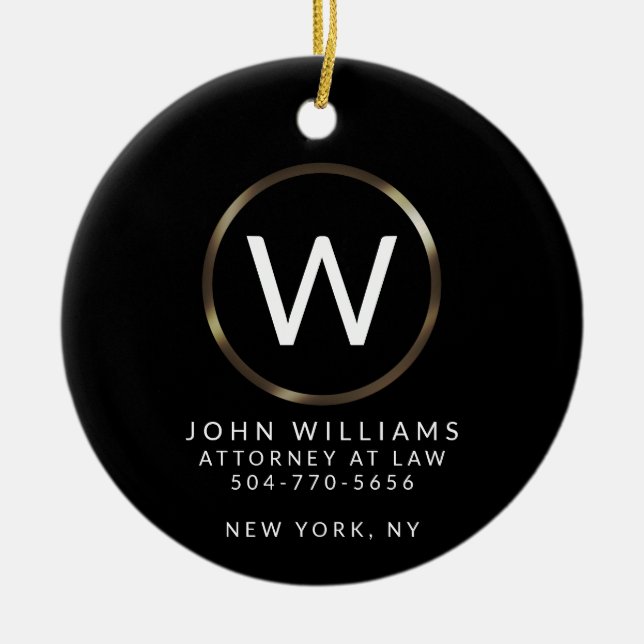 Business Professional Minimalist Monogram Ornament (Front)
