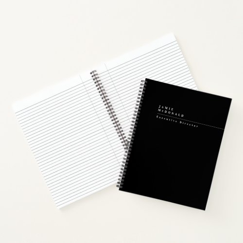 Business Professional Modern Black and White Notebook