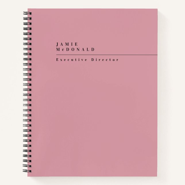 Business Professional Modern Blush Pink Notebook (Front)