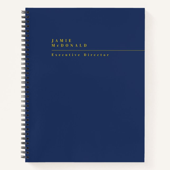 Business Professional Modern Navy Blue and Gold Notebook (Front)