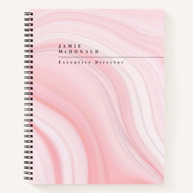 Business Professional Modern Pink Marble Pattern Notebook (Front)