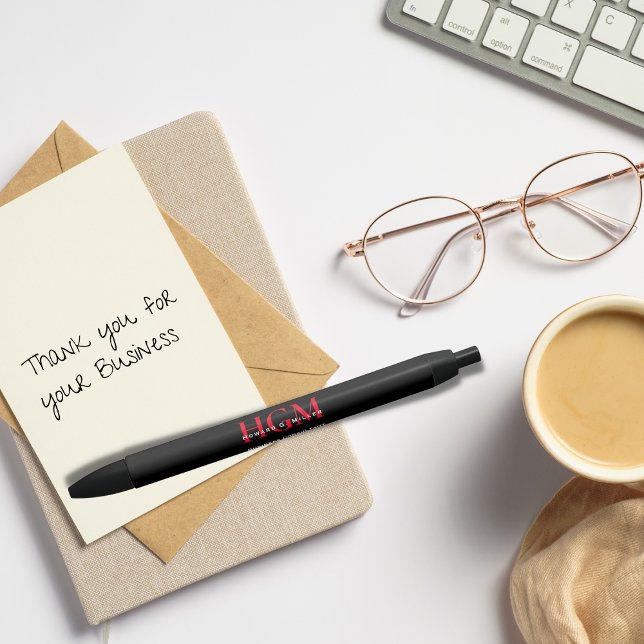 Business Professional Monogram Logo Black Red Pen (Creator Uploaded)