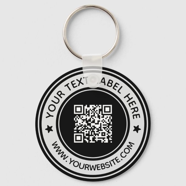 Business Professional Scan Me QR Code Modern Black Keychain (Front)