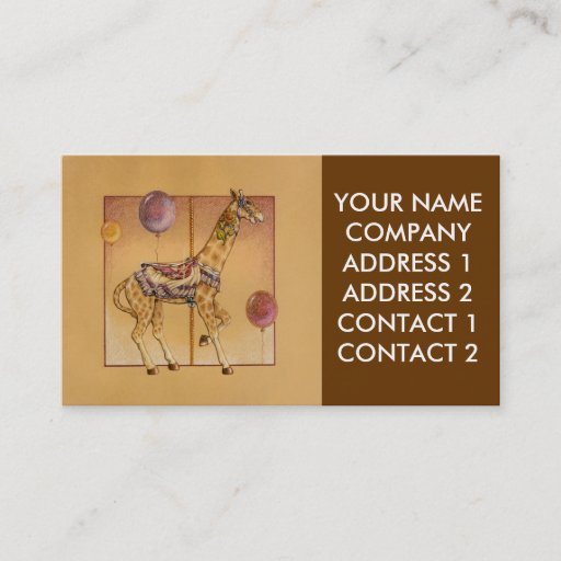 Customizable Business - Profile Card, - Carousel Giraffe Business Cards