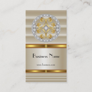 Business Profile Card Elegant Cream Gold Deco