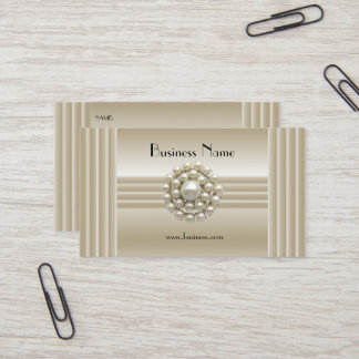 Business Profile Card Elegant Pearl Gem Deco