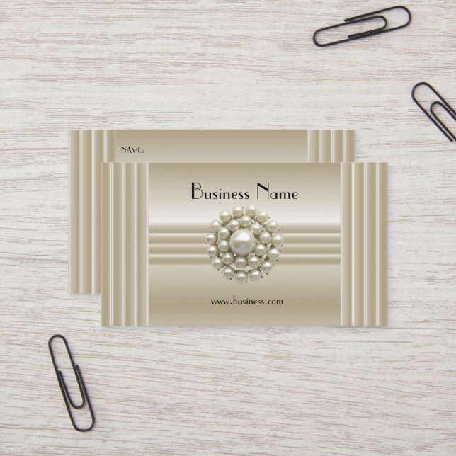 Business Profile Card Elegant Pearl Gem Deco (Front/Back In Situ)