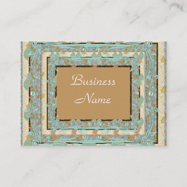 Business Profile Card Vintage Blue Tan (Front)