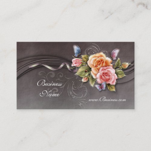 Business Profile Card Vintage Pink Roses 2 Business Cards