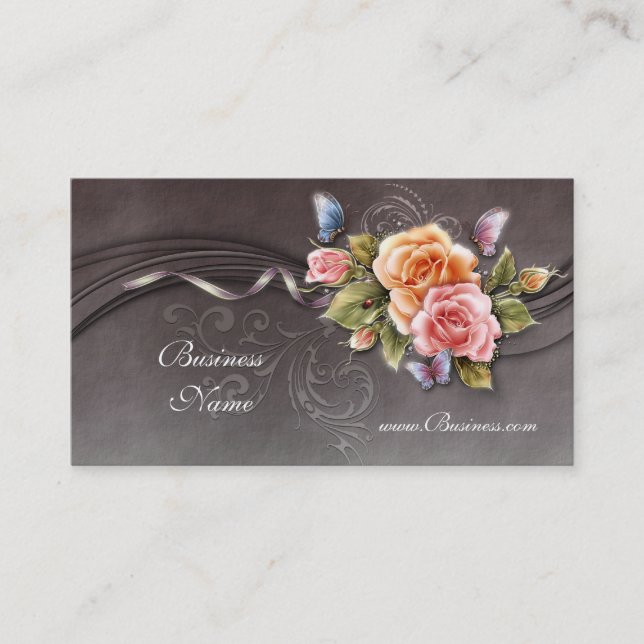 Business Profile Card Vintage Pink Roses 2 (Front)