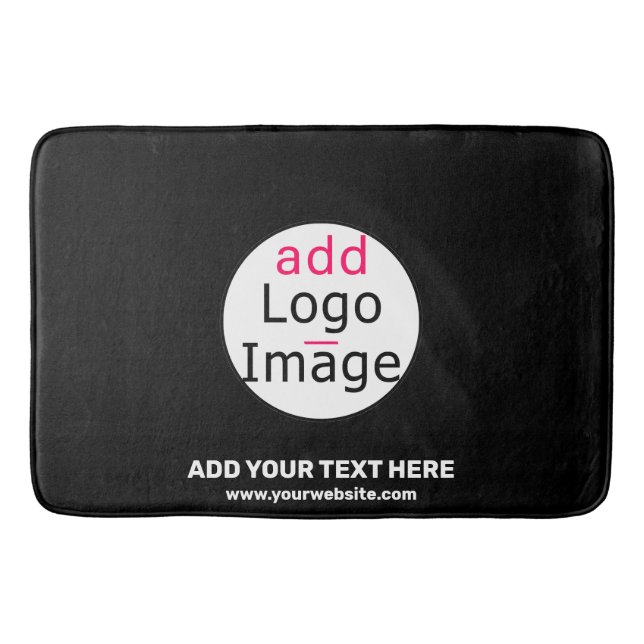 Business Promo Customizable Add Your Logo Black Bath Mat (Front)