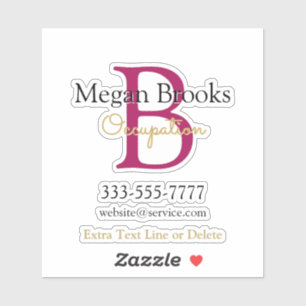 Business Promo, Name, Monogram & Title on Black Sticker