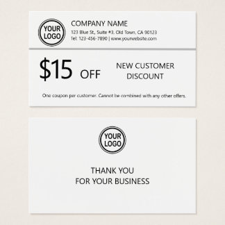 Business Promo New Customer Discount Coupon Card