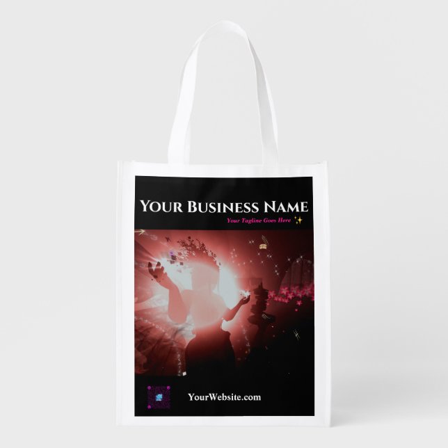 Business Promo Template Reusable Grocery Bag (Front)