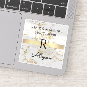 Business Promo, White/Gold Marble, Service, Info Sticker