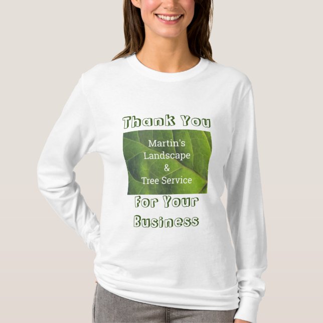 Business Promotion Green Leaf Photo Employee T-Shirt (Front)