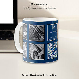 Business Promotion Photo Collage Blue White Black Coffee Mug
