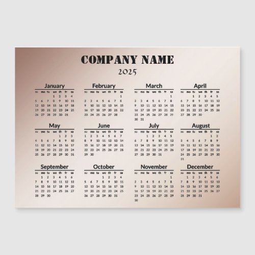 Business Promotional 2025 Calendar Magnetic Card