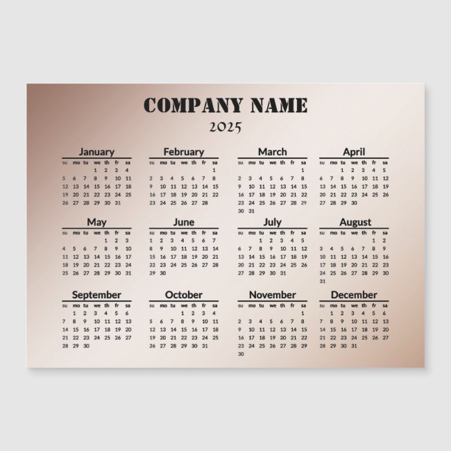 Business Promotional 2025 Calendar Magnetic Card