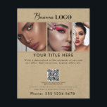 Business Promotional Beauty Hair Nail Makeup Kraft Flyer<br><div class="desc">A minimalist simple business flyer that allows you to customize your business logo, business title, business description, business social media handle, business QR code scannable website link, business contact details etc. A perfect business flyer template for all types of businesses. Customize this professional business flyer and make it your own!...</div>