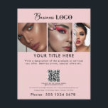 Business Promotional Beauty Hair Nail Makeup Salon Flyer<br><div class="desc">A minimalist simple business flyer that allows you to customize your business logo, business title, business description, business social media handle, business QR code scannable website link, business contact details etc. A perfect business flyer template for all types of businesses. Customize this professional business flyer and make it your own!...</div>